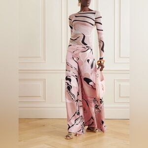 PUCCI Printed silk-twill wide-leg pants $1640 NEW without tag